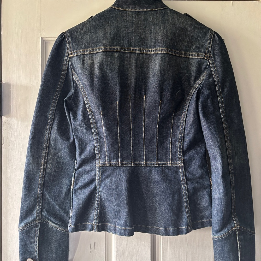 bebe Dark Blue Military-Style Denim Jacket - Picture 2 of 5